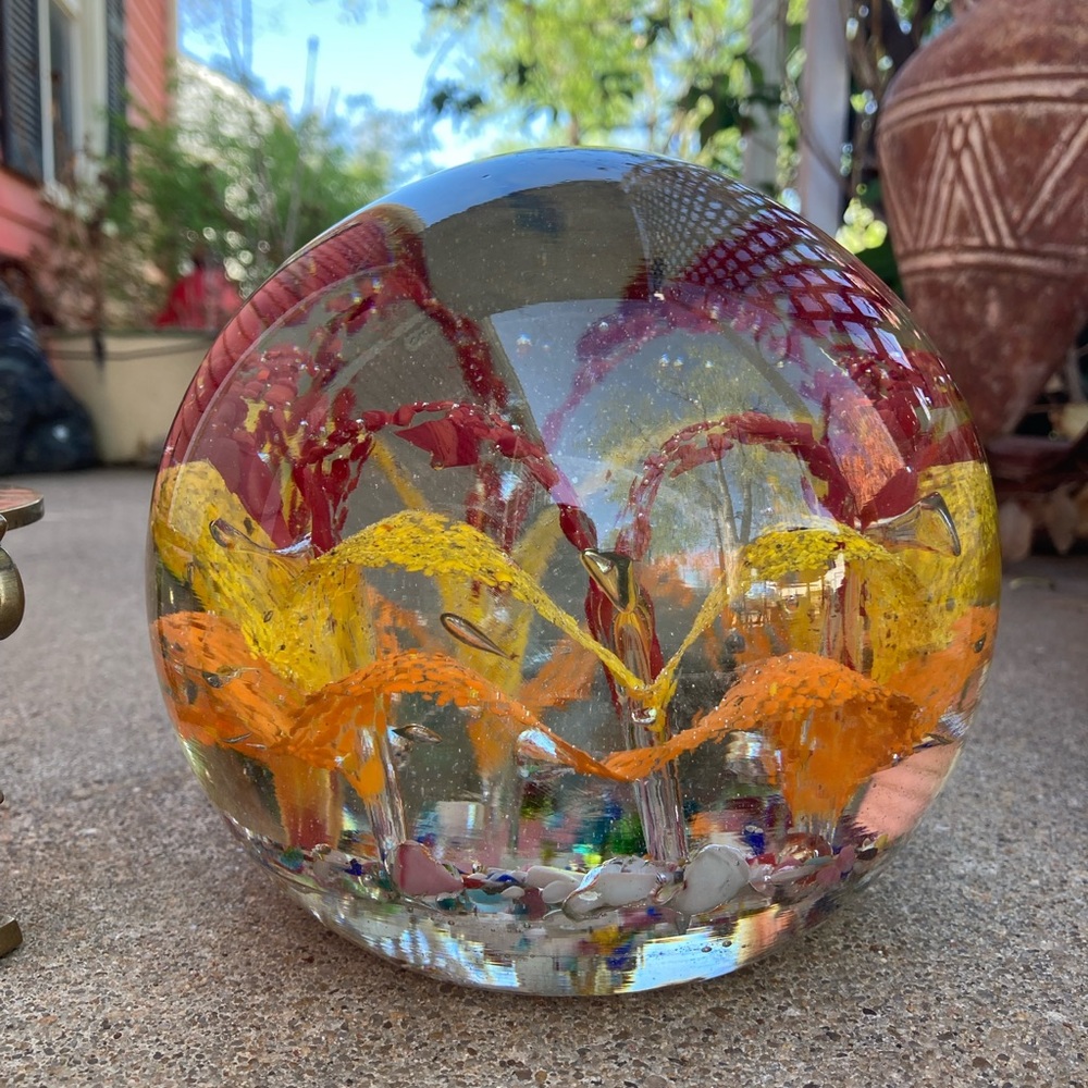 Colorful Huge Magnum Glass Sphere Paperweight with Stand - Picture 8 of 15